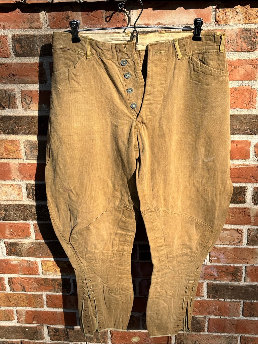 Antique US Army W.W 1 Riding Jodhpurs Metal Button Up Fly, Waist Size 31